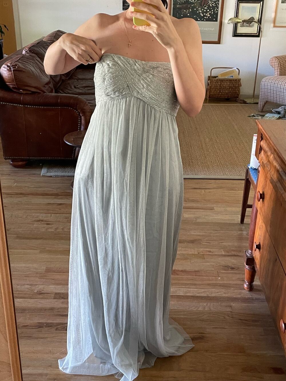 Y2K BCBG Strapless Tulle Rhinestone Gown Size 8